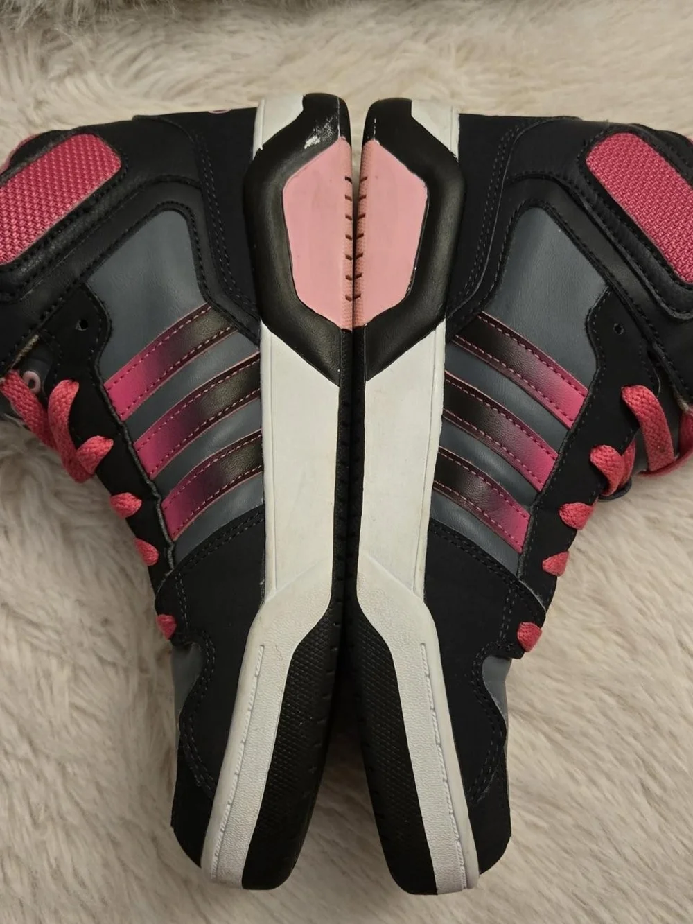 adidas Black & Pink Girls Youth High-Top Sneakers